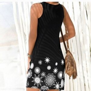Chic Black and White Patterned Mini Dress